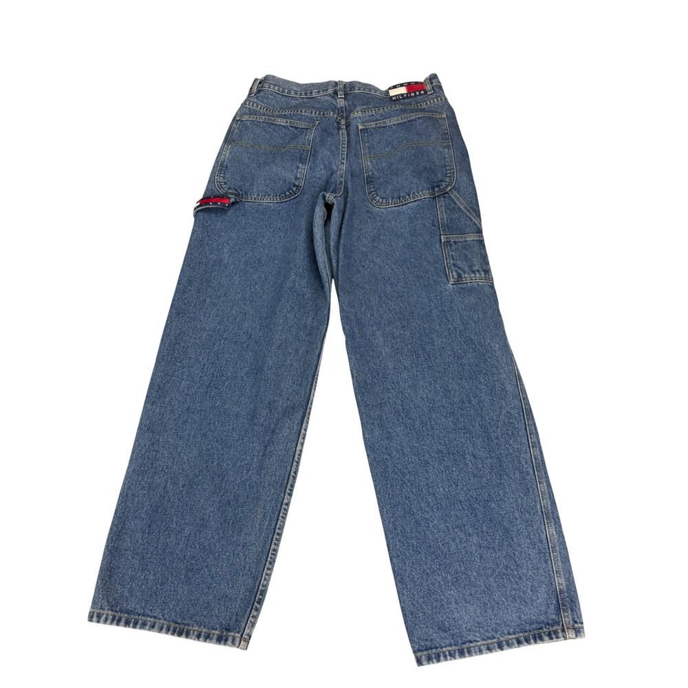 Vtg Tommy Hilfiger Mens Carpenter Jeans 34x32* Blue Denim Wide Leg Baggy Utility